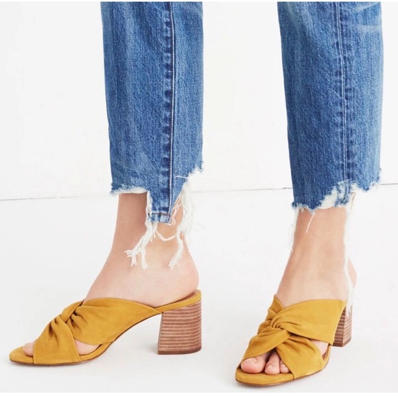 Madewell Shoes - Madewell Mustard Yellow Knotted Suede Mules